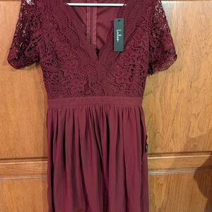Lulu's Burgundy Lace Dress NWT